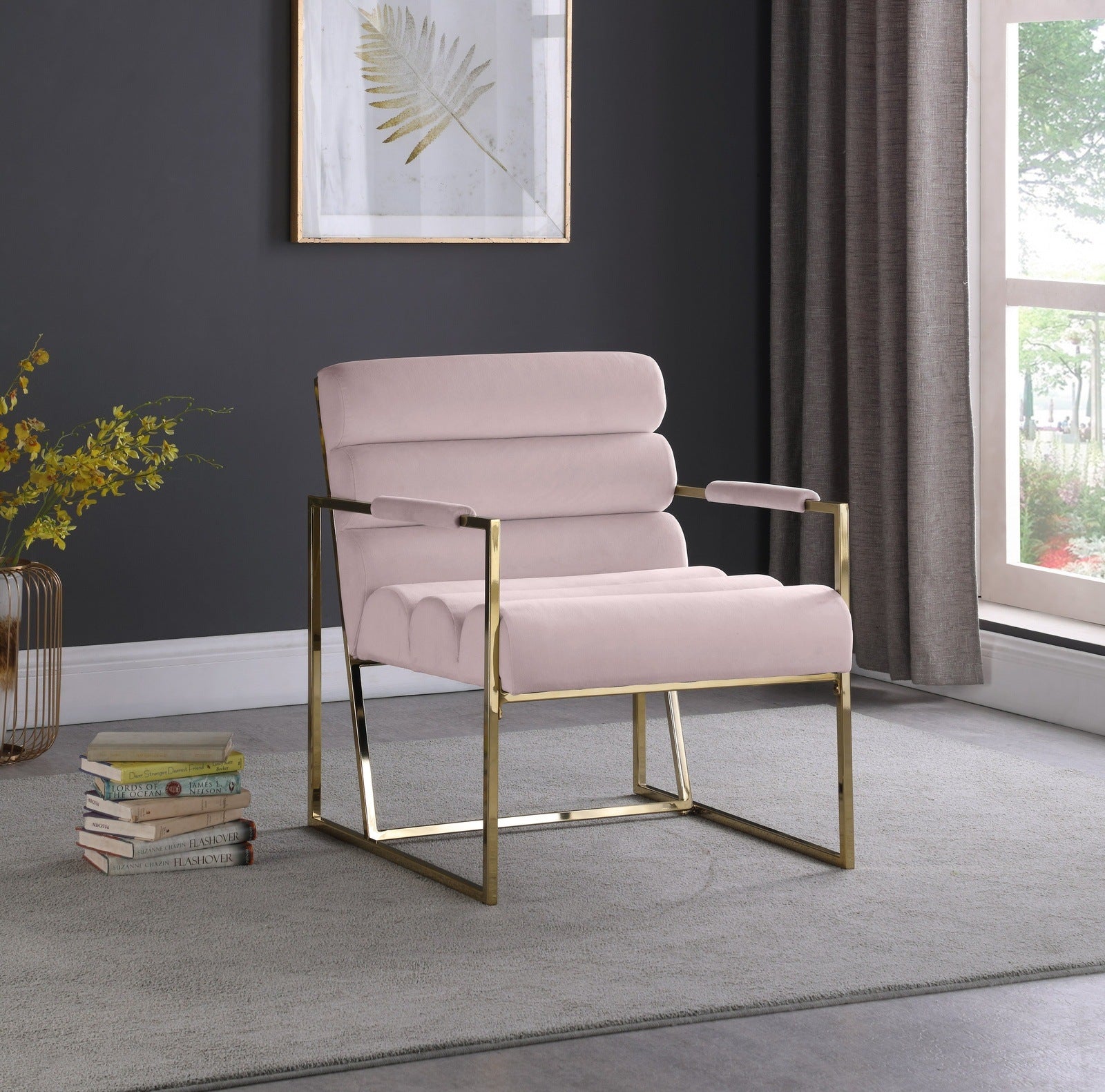 WAYNE VELVET ACCENT CHAIR - PINK