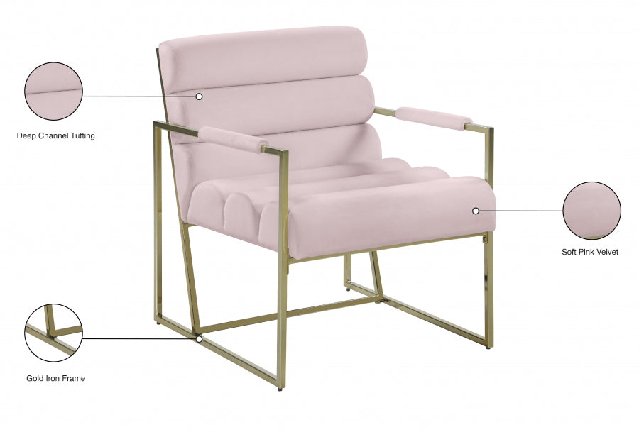 WAYNE VELVET ACCENT CHAIR - PINK