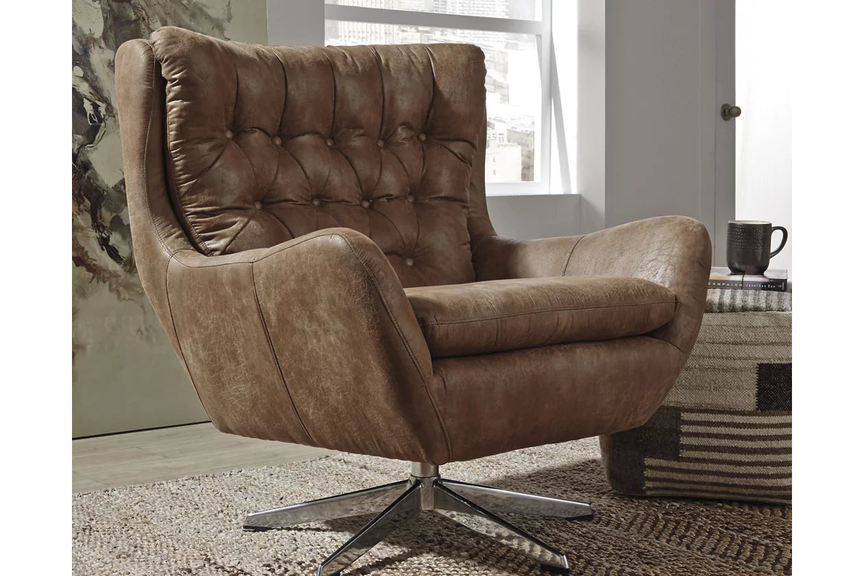 VELBURG ACCENT CHAIR - BROWN