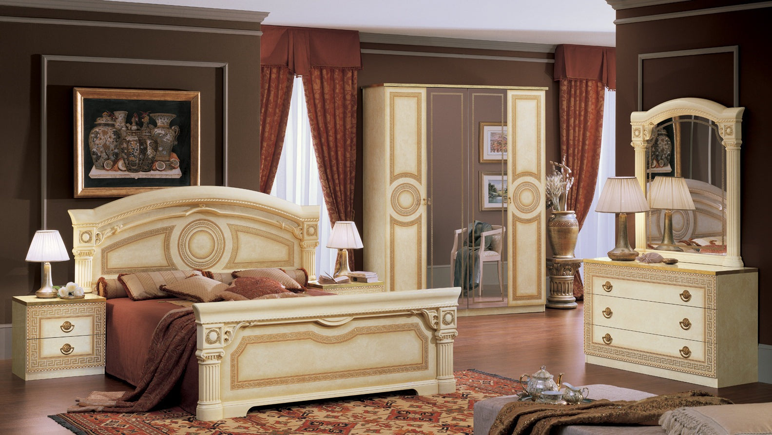 AIDA IVORY 4PCS KING/QUEEN CLASSIC BEDROOM SET