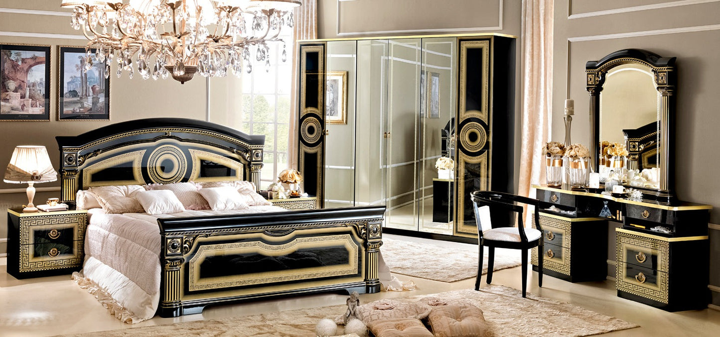 AIDA 4PCS KING/QUEEN CLASSIC BEDROOM SET - BLACK & GOLD