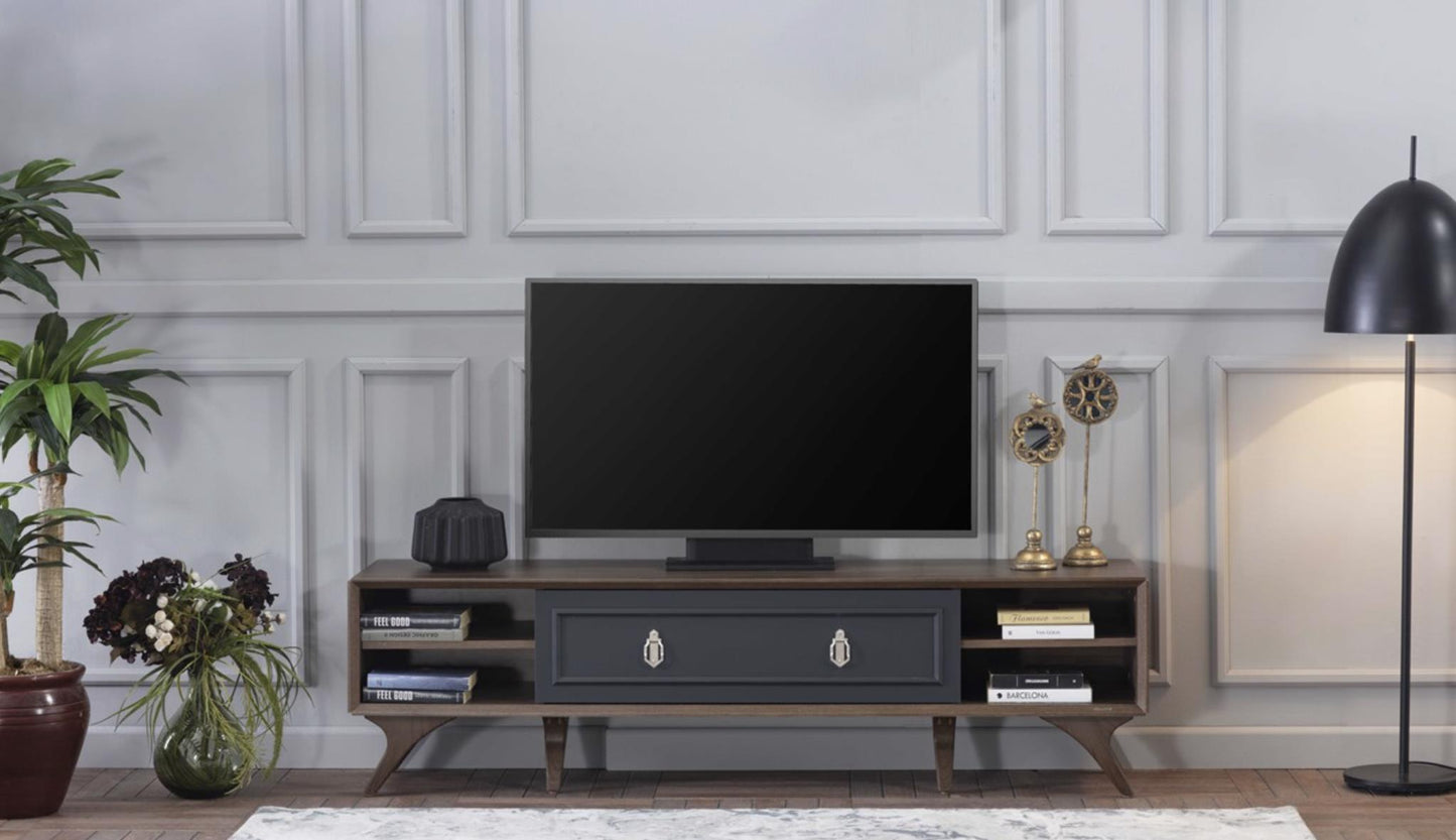 ALEGRO TV STAND LIGHT WALNUT /ANTHRACITE