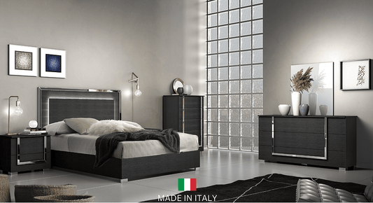 ANTONELLA COLLECTION HIGH GLOSS 4PCS LED BEDROOM SET - BLACK