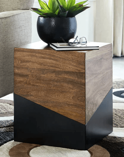 ASHLEY TRAILBEND BROWN/GUNMETAL ACCENT TABLE