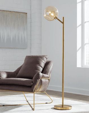 ASHLEY ABANSON AMBER/GOLD FINISH FLOOR LAMP