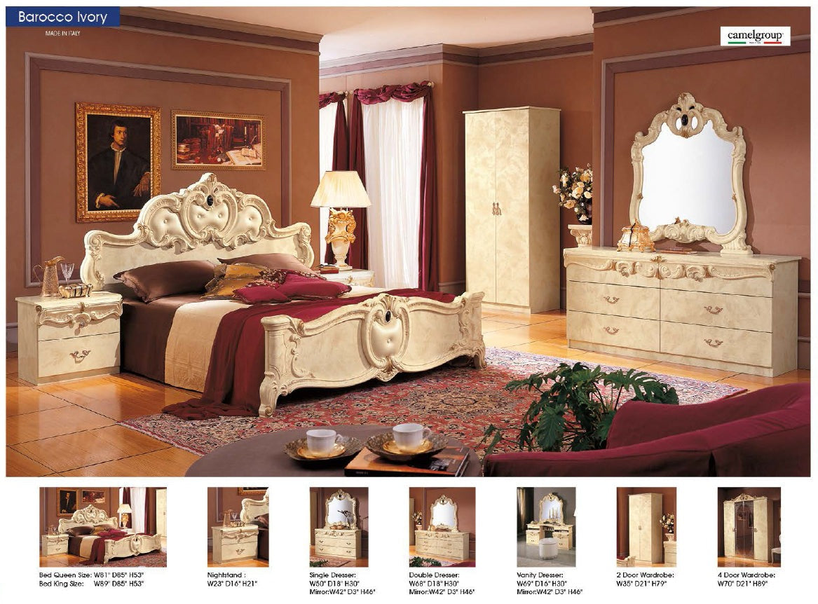 BAROCCO IVORY 4PCS KING/QUEEN CLASSIC BEDROOM SET