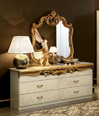 BAROCCO IVORY WITH GOLD 4PCS KING/QUEEN CLASSIC BEDROOM SET