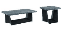 BECKLEY DARK MARBLE COFFEE TABLE & 2 END TABLES SET