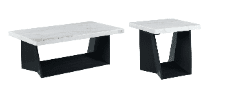 BECKLEY DARK MARBLE COFFEE TABLE & 2 END TABLES SET