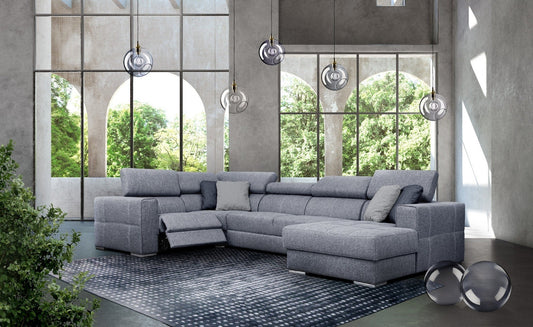 QUARTZ SECTIONAL RIGHT W/ELECTRIC RECLINER AND BED - GREY