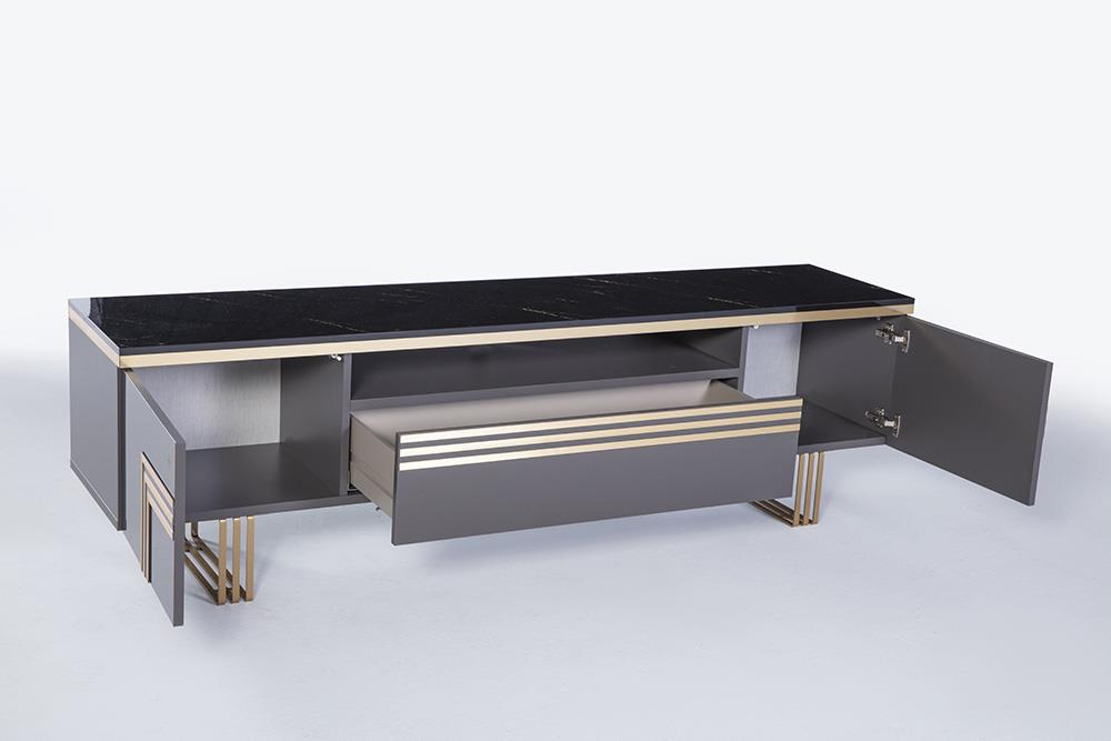 CARLINO TV STAND PRADA GREY / GOLD