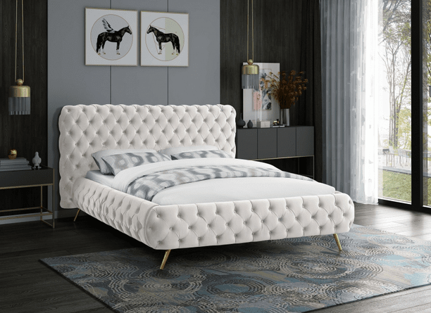 DELANO VELVET KING/QUEEN SIZE PLATFORM BED - PINK