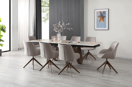 9086 ADJUSTABLE TABLE + 6 SWIVEL CHAIRS DINING SET