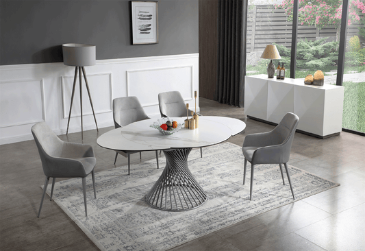 9034 ADJUSTABLE ROUND TABLE + 6 CHAIRS DINING SET