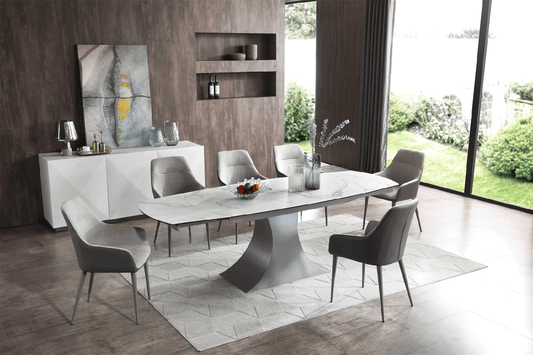 9035 TABLE + 6 CHAIRS ADJUSTABLE DINING ROOM SET