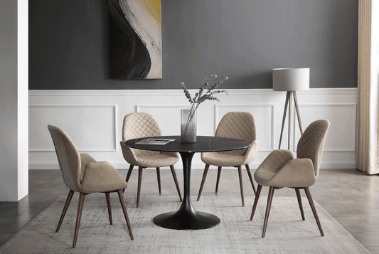 9088 CERAMIC ROUND TABLE + 4 CHAIRS DINING SET