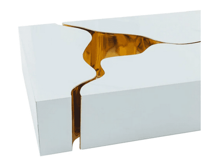 DREAM GLASS 3 PCS COFFEE TABLE - WHITE & GOLD