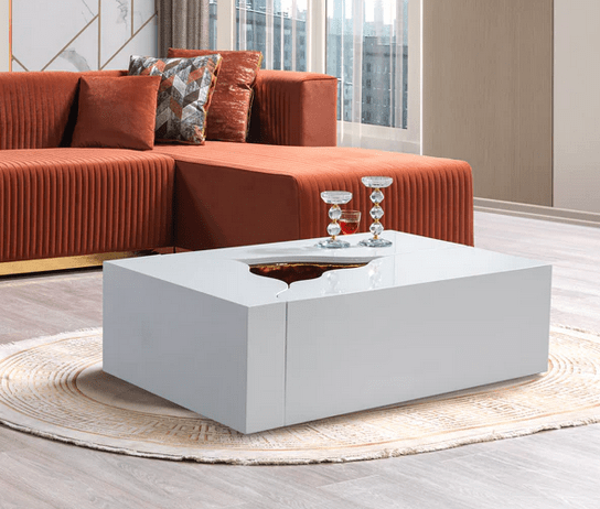 DREAM WOOD 3 PCS COFFEE TABLE - WHITE & GOLD