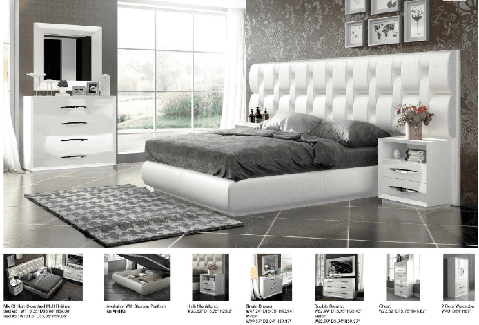 EMPORIO WHITE 5PCS KING/QUEEN MODERN BEDROOM SET