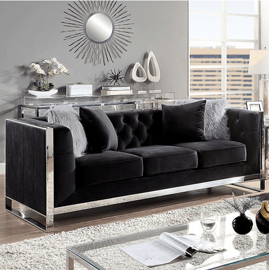 EVADNE SOFA & LOVESEAT & CHAIR LIVING ROOM SET - BLACK