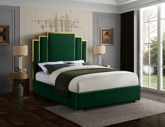 HUGO VELVET KING/QUEEN SIZE BED - GREEN