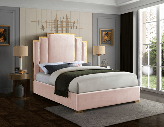 HUGO VELVET KING/QUEEN SIZE BED - PINK