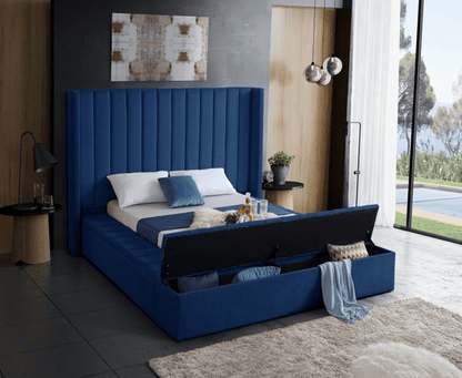 KIKI VELVET KING/QUEEN/FULL/TWIN STORAGE PLATFORM BED - BLUE