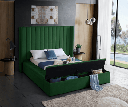 KIKI VELVET KING/QUEEN/FULL/TWIN STORAGE PLATFORM BED - BLACK