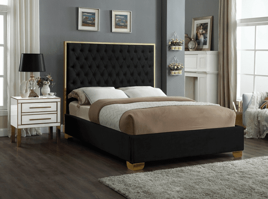 LANA VELVET KING/QUEEN/FULL/TWIN SIZE PLATFORM BED - BLACK