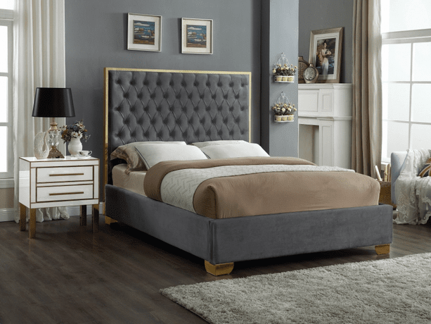 LANA VELVET KING/QUEEN/FULL/TWIN SIZE PLATFORM BED - WHITE