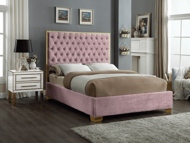 LANA VELVET KING/QUEEN/FULL/TWIN SIZE PLATFORM BED - WHITE