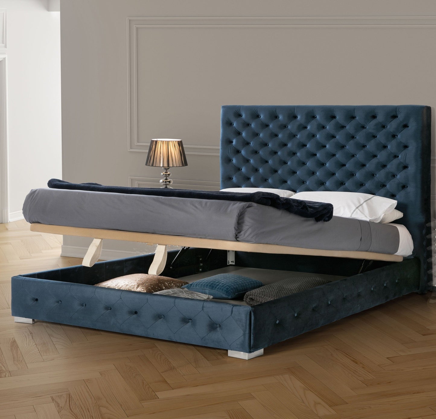 LEONOR BLUE KING/QUEEN STORAGE BED