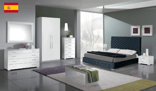 LEONOR BLUE 4PCS KING/QUEEN MODERN STORAGE BEDROOM SET WITH MOMO