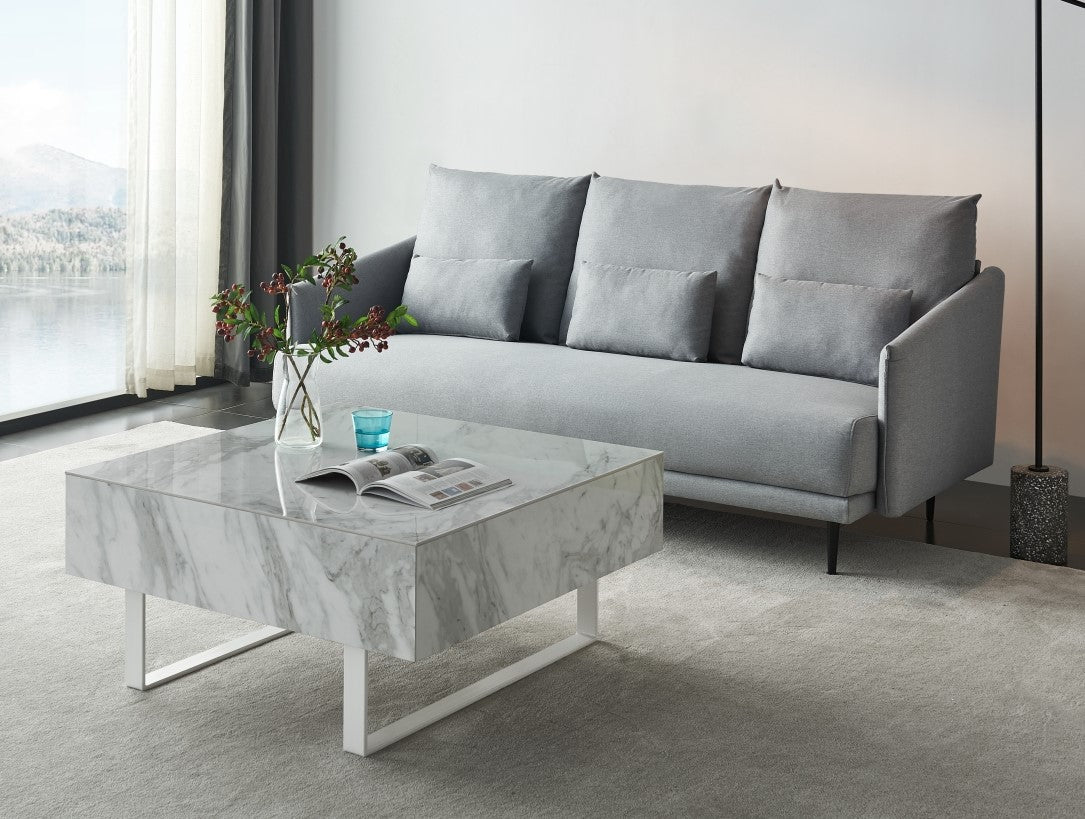 1498 WHITE MARBLE-TOP COFFEE TABLE