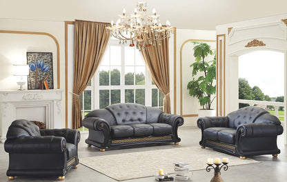 APOLO IVORY LIVING ROOM SET - BLACK