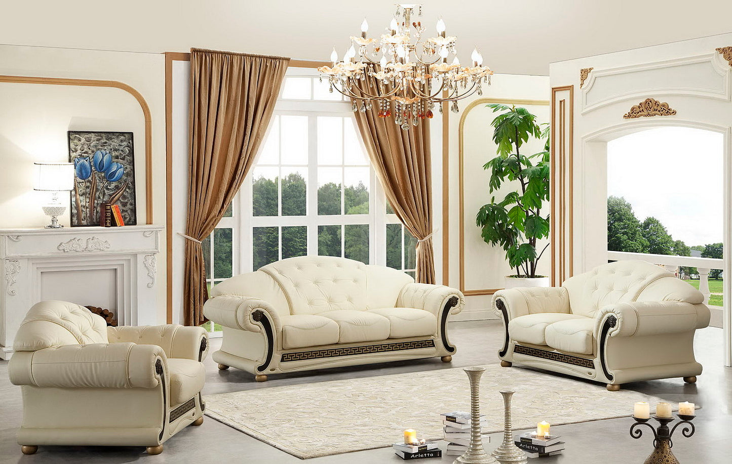 APOLO IVORY LIVING ROOM SET - PEARL