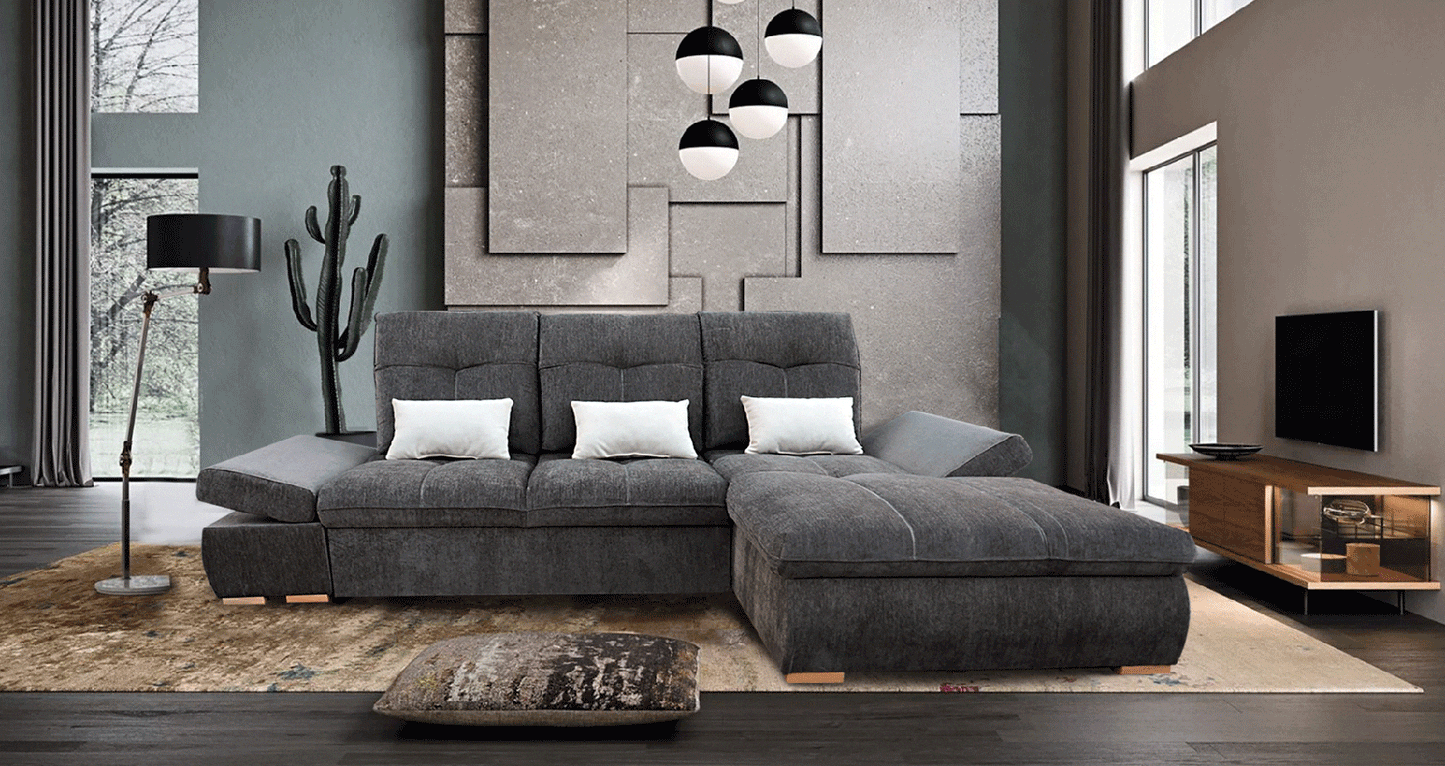 ESTERO SECTIONAL RIGHT WITH BED AND STORAGE - GREY