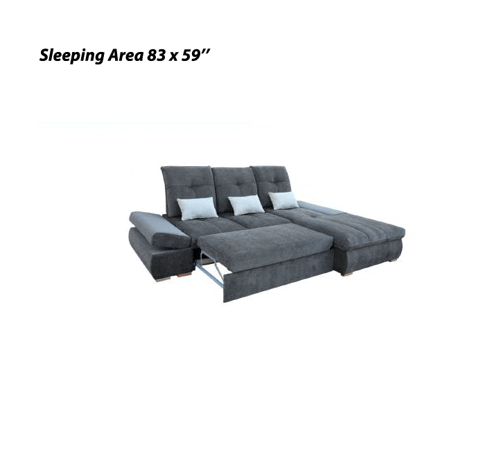 ESTERO SECTIONAL RIGHT WITH BED AND STORAGE - GREY