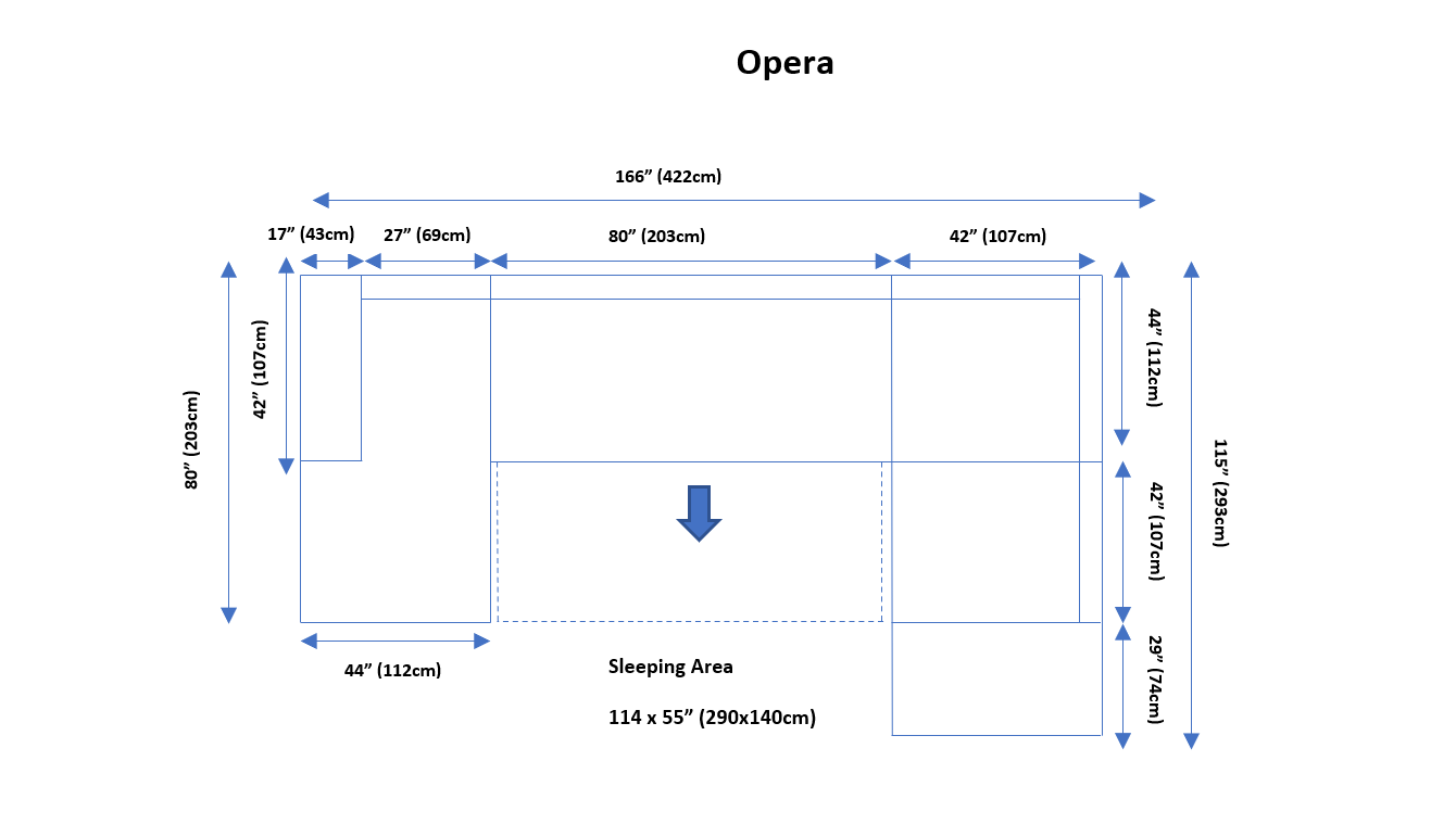 OPERA SECTIONAL LEFT WITH BED AND STORAGE - GREY