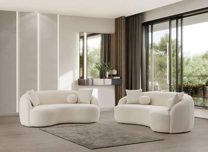 NV-202 IVORY BOUCLE SOFA & LOVESEAT