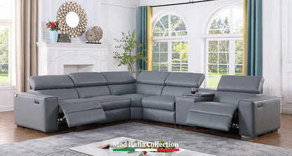 MI - 631 6PCS PICASSO LEATHER SECTIONAL 2 PWR - CARAMEL