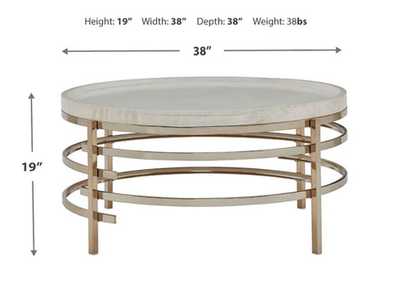 MONTIFLYN ROUND COCKTAIL COFFEE TABLE WHITE/GOLD