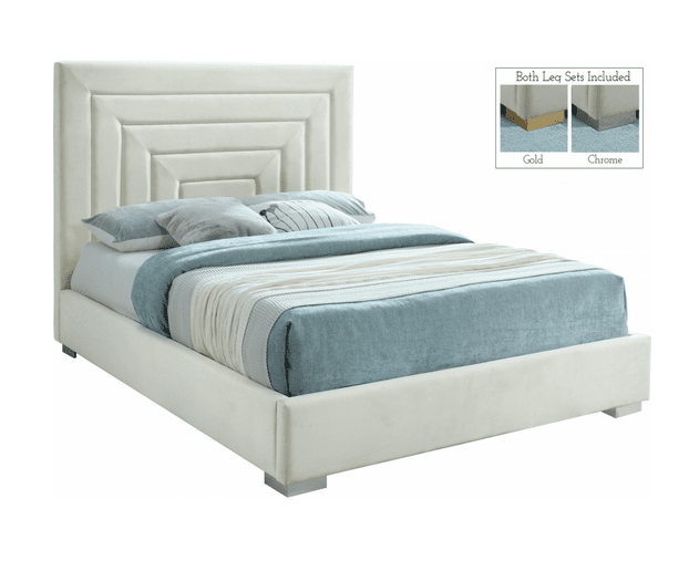 NORA VELVET KING/QUEEN/FULL/TWIN SIZE BED - CREAM