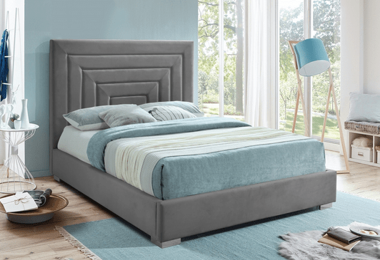 NORA VELVET KING/QUEEN/FULL/TWIN SIZE BED - CREAM