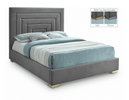 NORA VELVET KING/QUEEN/FULL/TWIN SIZE BED - GREY