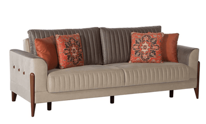 PIERO SOFA & LOVESEAT & CHAIR LIVING ROOM SET - HANDE BEIGE & ORANGE