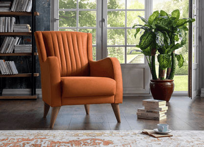 PIERO SOFA & LOVESEAT & CHAIR LIVING ROOM SET - HANDE BEIGE & ORANGE