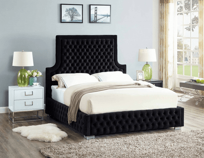 SEDONA VELVET KING/QUEEN SIZE PLATFORM BED - BLACK