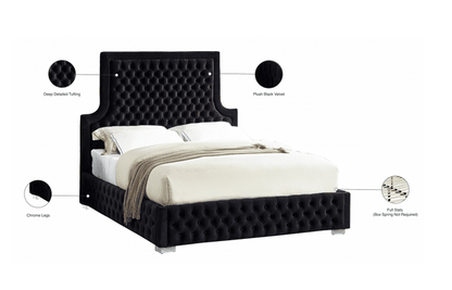 SEDONA VELVET KING/QUEEN SIZE PLATFORM BED - BLACK