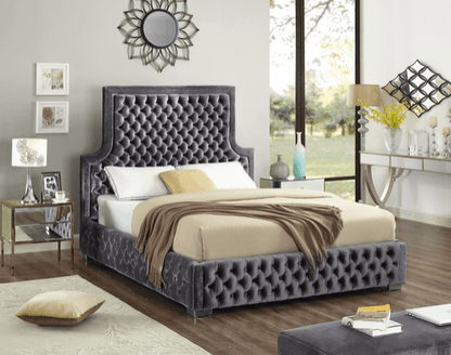 SEDONA VELVET KING/QUEEN SIZE PLATFORM BED - BLACK